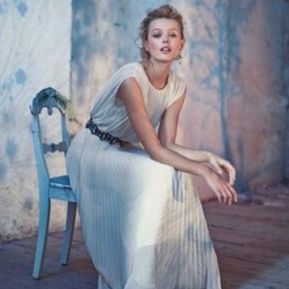 Anthropologie Bordeaux Semi Sheer Pleated Dress/Slip Lining - Picture 1 of 9